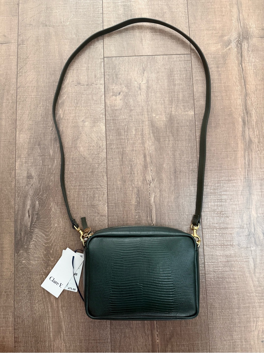 Clare V. Midi Sac Lizard Embossed Leather Crossbody - Picture 1 of 12